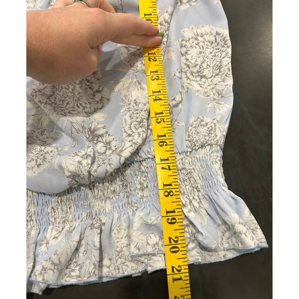 No Comment NY-LA Off-Shoulder Floral Peasant Blouse Smocked Blue Size M - Picture 8 of 8